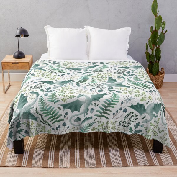 Item preview, Forest dragons in shades of green on white designed and sold by adenaJ.