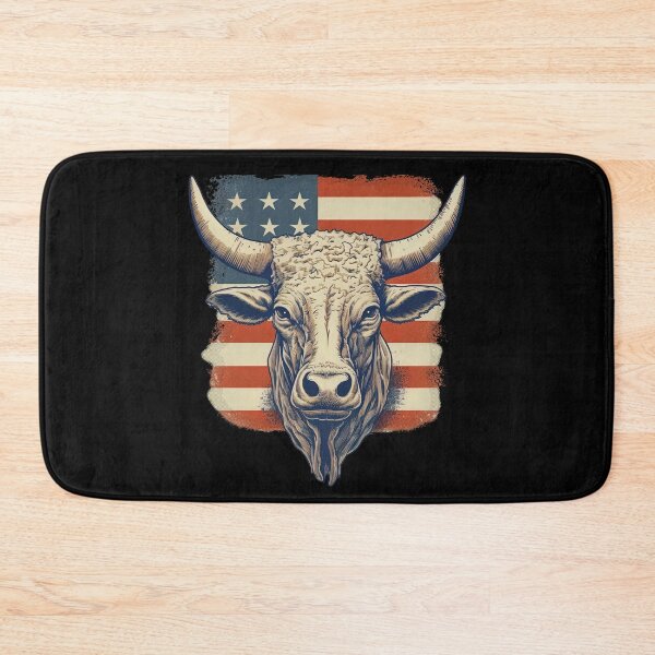 Item preview, Patriotic Longhorn Bull with American Flag on Back  designed and sold by Dreamakerstudio.