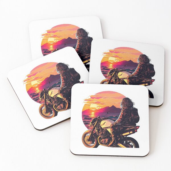 Item preview, Cafe racer motorcycle rider enjoying sunset designed and sold by YammsDesign.