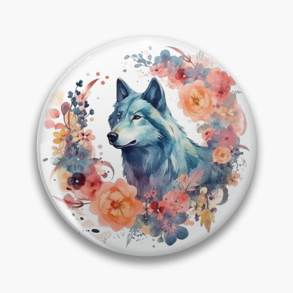 Item preview, Colorful Wolf With Flowers designed and sold by letsgetinspired.