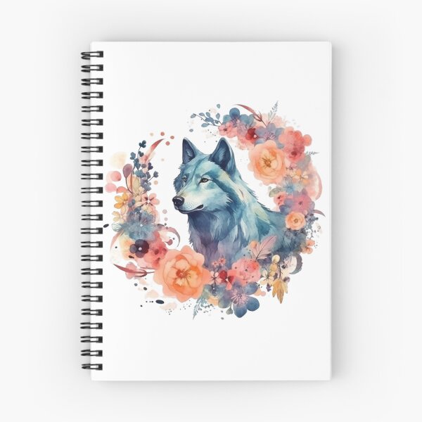 Item preview, Colorful Wolf With Flowers designed and sold by letsgetinspired.