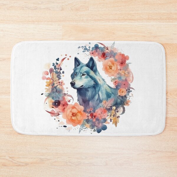 Item preview, Colorful Wolf With Flowers designed and sold by letsgetinspired.