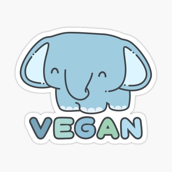 Cute Little Vegan Elephant - Kawaii Sticker