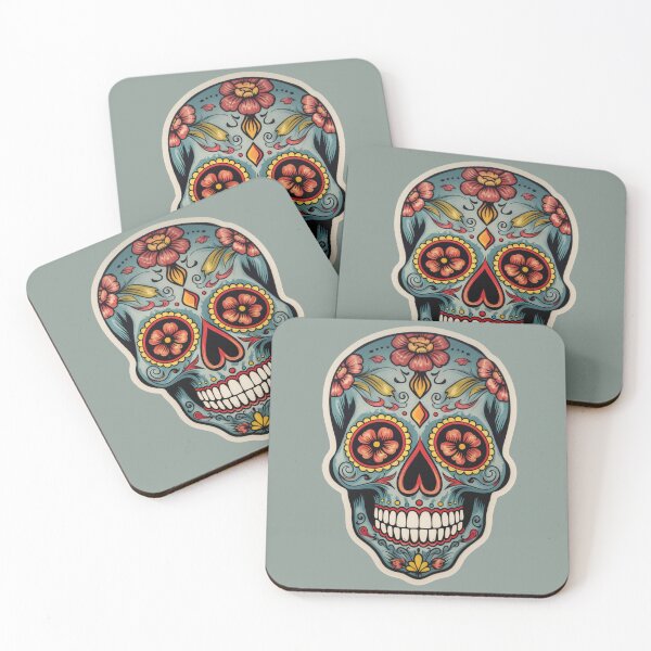 Item preview, Día de los muertos floral teal calavera designed and sold by TrendyArtInk.