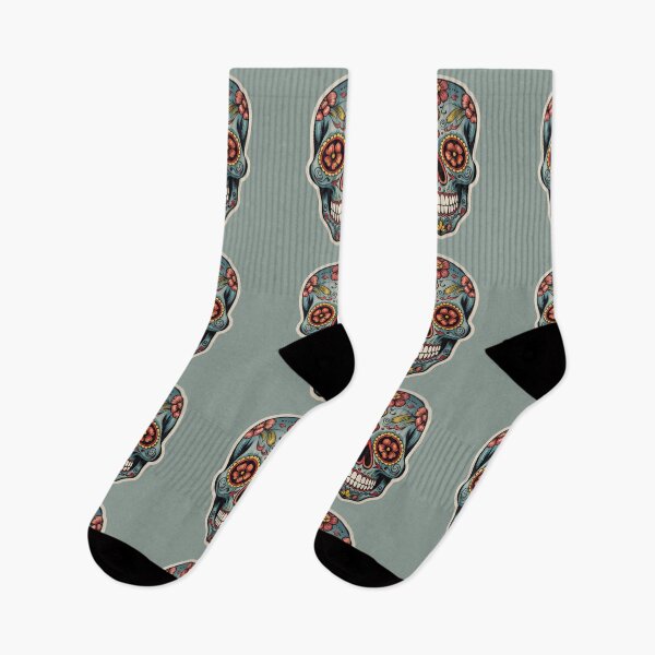 Item preview, Día de los muertos floral teal calavera designed and sold by TrendyArtInk.