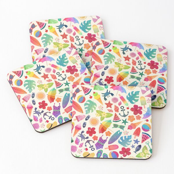 Item preview, Summer beach holiday ditsy rainbow pattern designed and sold by adenaJ.