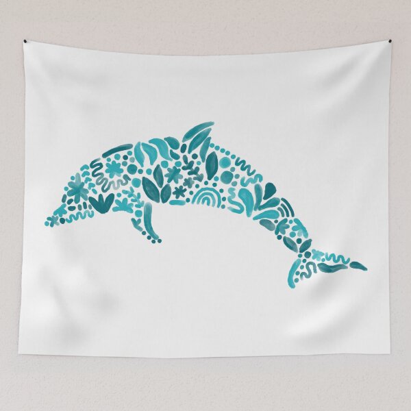 Artikelvorschau, Aquarell Blumen springen Delphin entworfen und verkauft von GraceMakes03.