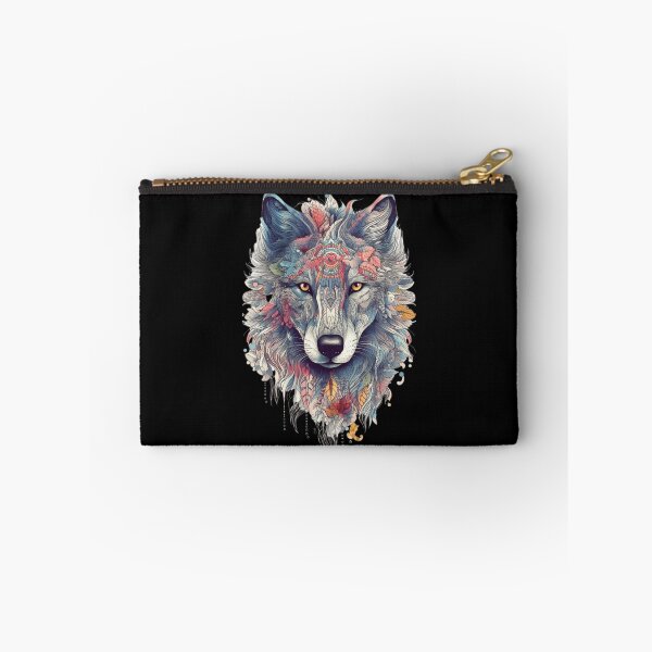 Item preview, Colorful Wolf With Flowers designed and sold by letsgetinspired.