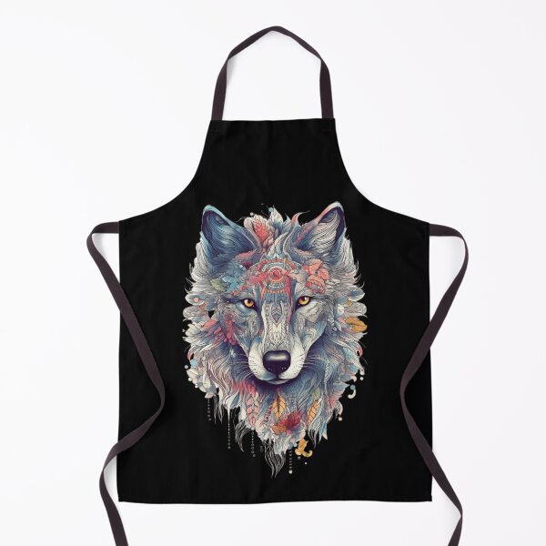 Item preview, Colorful Wolf With Flowers designed and sold by letsgetinspired.