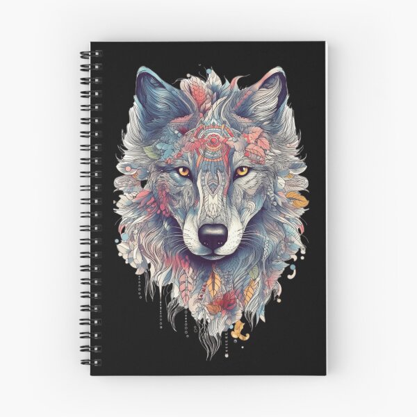 Item preview, Colorful Wolf With Flowers designed and sold by letsgetinspired.
