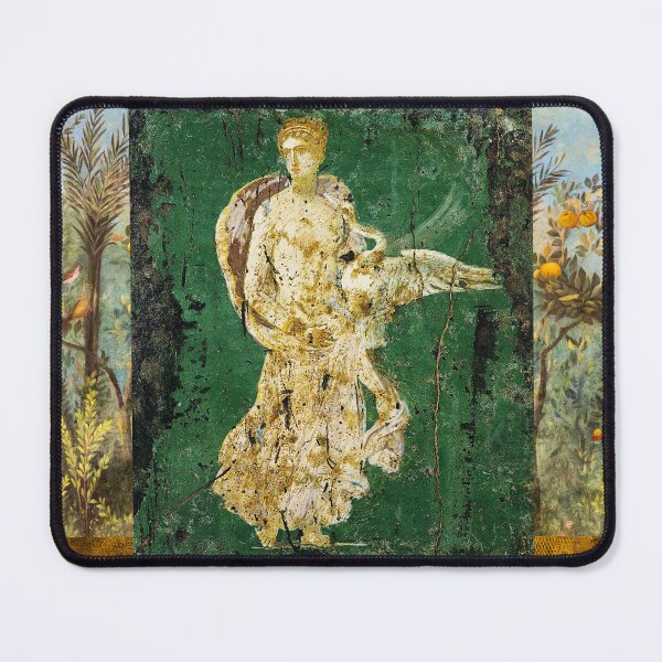 Item preview, LEDA WITH SWAN ,POMPEII ,ANTIQUE ROMAN WALL PAINTINGS Flower Garden Flying Birds ,Quince and Apple Trees designed and sold by BulganLumini.