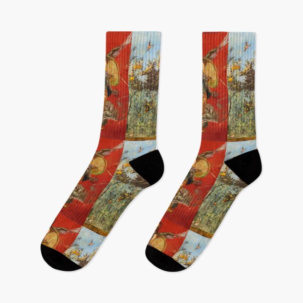 Item preview, GODDESS NIKE ,POMPEII ,ANTIQUE ROMAN WALL PAINTINGS Flower Garden Flying Birds ,Quince and Apple Trees  designed and sold by BulganLumini.