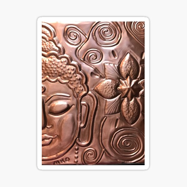Embossed Copper Buddha Sticker