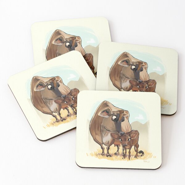 Item preview, Cute Cartoon Jersey Cows, Mother Cow and Calf designed and sold by Emo Barkz.