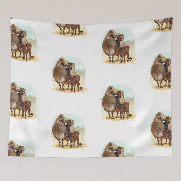 Item preview, Cute Cartoon Jersey Cows, Mother Cow and Calf designed and sold by Emo Barkz.