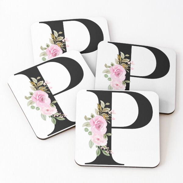 Item preview, Letter P with Natural Multi Color Flowers designed and sold by Print-Online.