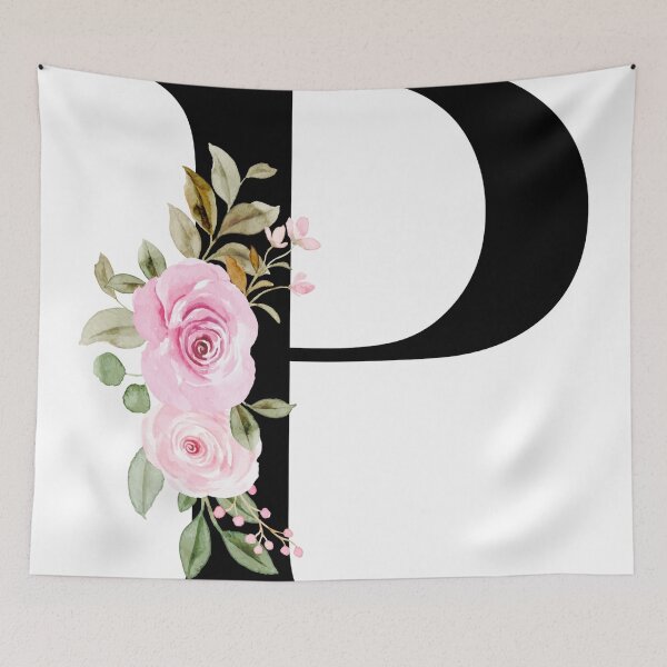 Item preview, Letter P with Natural Multi Color Flowers designed and sold by Print-Online.