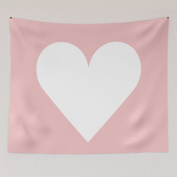 Item preview, Single WHITE LOVE HEART on a BABY PINK Background designed and sold by RachelMacht.