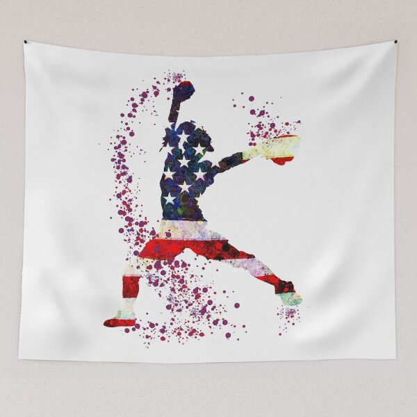 Item preview, Girl Baseball Pitcher American Flag Watercolor Softball Gift designed and sold by LotusGifts.