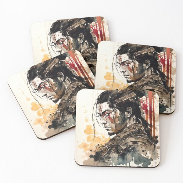 Item preview, Watercolor portrait of a Samurai designed and sold by M0thergoose.