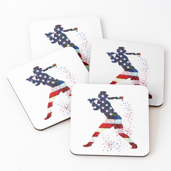 Item preview, Girl Baseball Batter American Flag Watercolor Softball Gift designed and sold by LotusGifts.