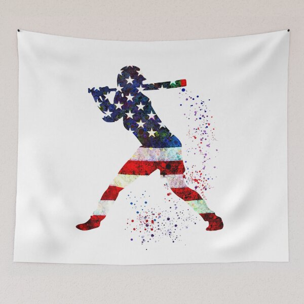 Item preview, Girl Baseball Batter American Flag Watercolor Softball Gift designed and sold by LotusGifts.