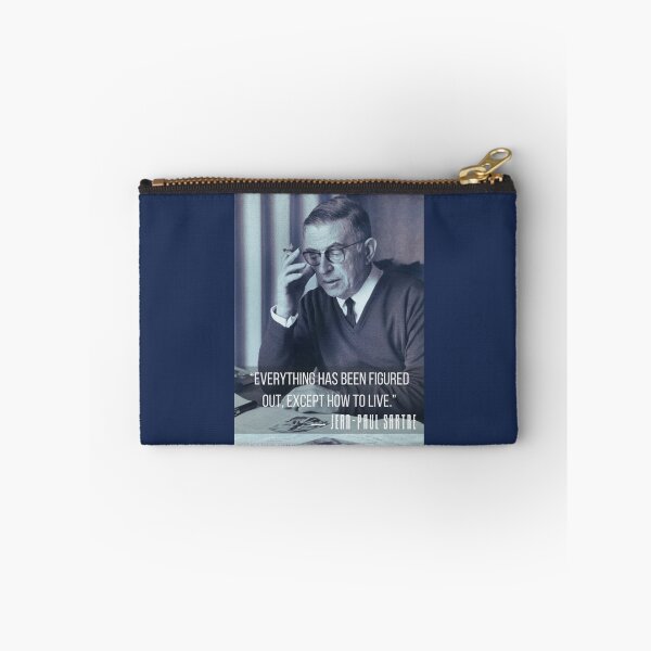 Item preview, Sartre portrait and  quote: Everything has been figured out, except how to live. designed and sold by artbleed.