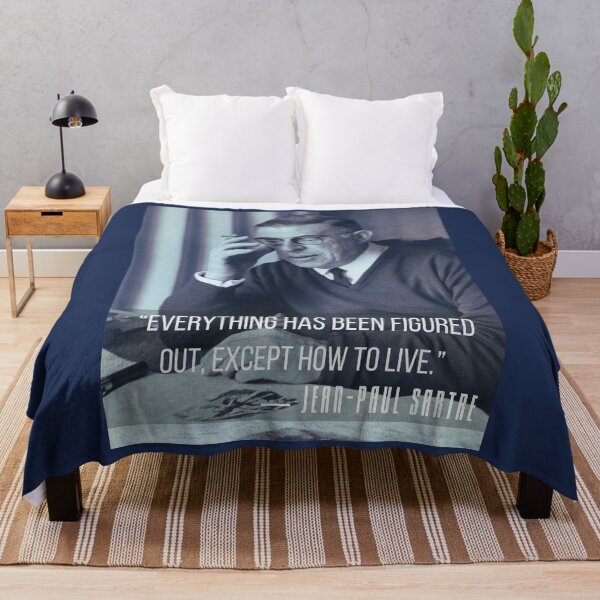 Item preview, Sartre portrait and  quote: Everything has been figured out, except how to live. designed and sold by artbleed.