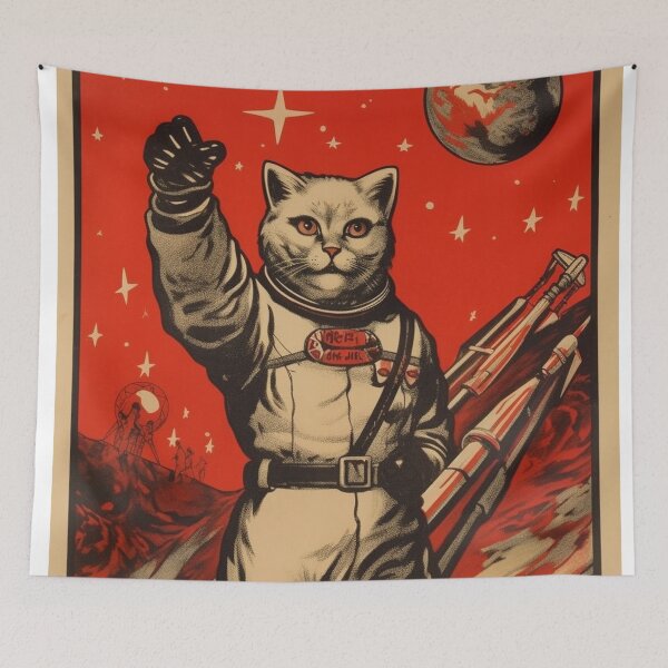 Item preview, Cat Space Program Propaganda Artwork #9 designed and sold by ArcStormDesigns.