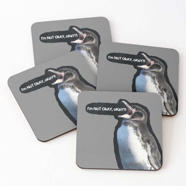Item preview, (Grey #808080 Background) Galapagos Penguin is not okay, okay? designed and sold by SBPenguins.