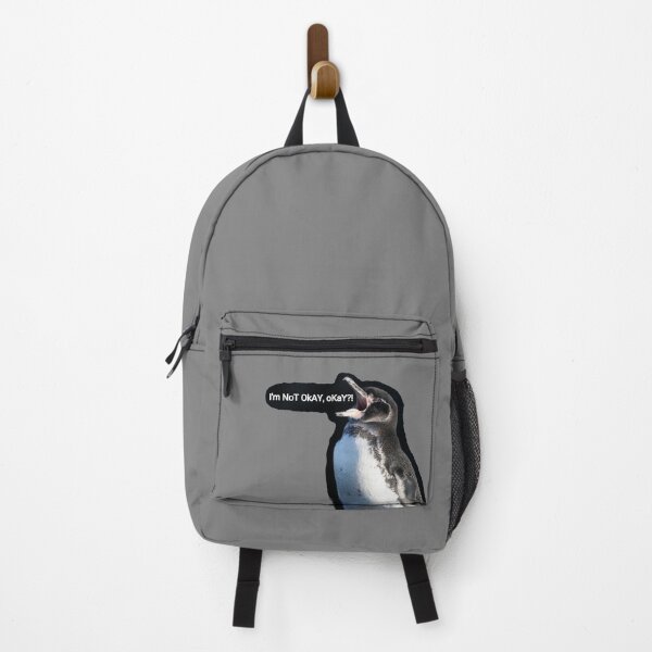 Item preview, (Grey #808080 Background) Galapagos Penguin is not okay, okay? designed and sold by SBPenguins.