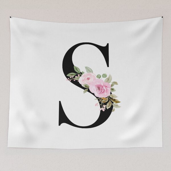 Item preview, Letter S with Flowers Multi Natural Color designed and sold by Print-Online.