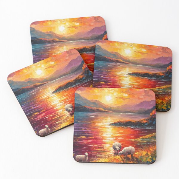 Item preview, Countryside Sunset Landscape | Palette Knife Oil Digital Painting designed and sold by VividViews.