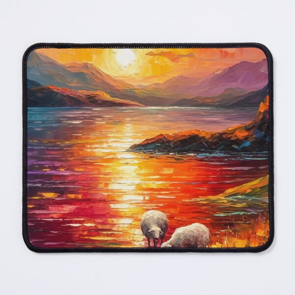 Item preview, Countryside Sunset Landscape | Palette Knife Oil Digital Painting designed and sold by VividViews.