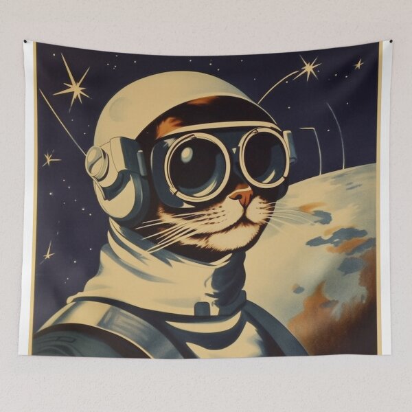 Item preview, Cat Space Program Propaganda Artwork #10 designed and sold by ArcStormDesigns.