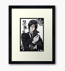 Black Butler Sebastian With Cat Framed Print