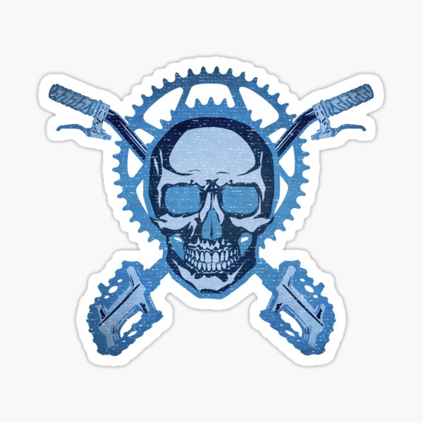 Item preview, Bicycle skull and crossbones (blue) designed and sold by MunkeeWear.