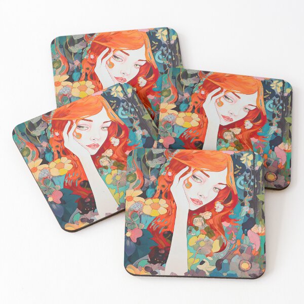 Item preview, Dreamy Redhead in a Psychedelic Garden III designed and sold by V0L0S.