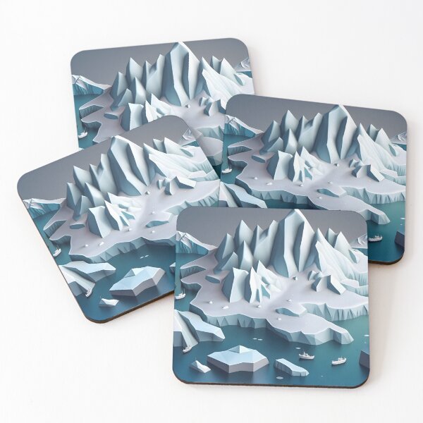 Item preview, Winter glacier landscape in geometric shapes designed and sold by NavyPanda.