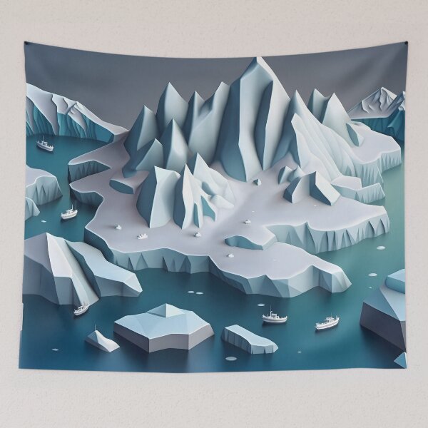 Item preview, Winter glacier landscape in geometric shapes designed and sold by NavyPanda.