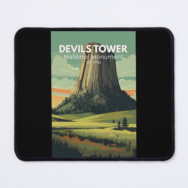 Item preview, Devils Tower National Monument Travel Art Vintage designed and sold by KrisSidDesigns.