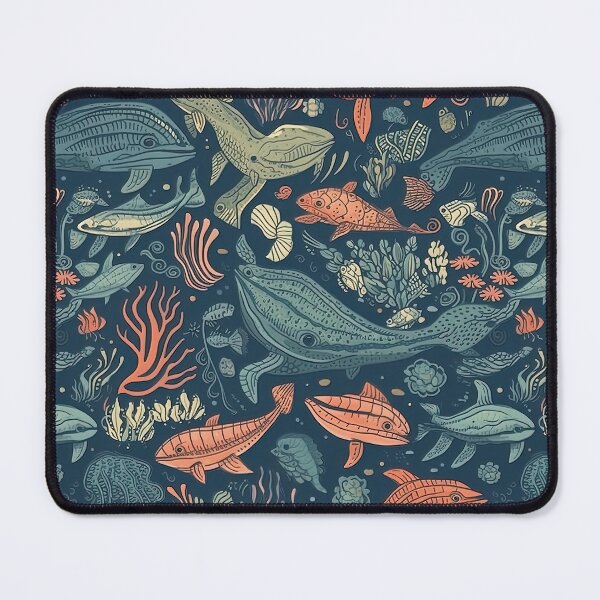 Item preview, boho underwater sea creatures pattern designed and sold by Dreamakerstudio.