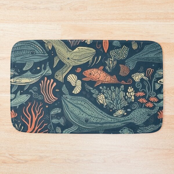 Item preview, boho underwater sea creatures pattern designed and sold by Dreamakerstudio.
