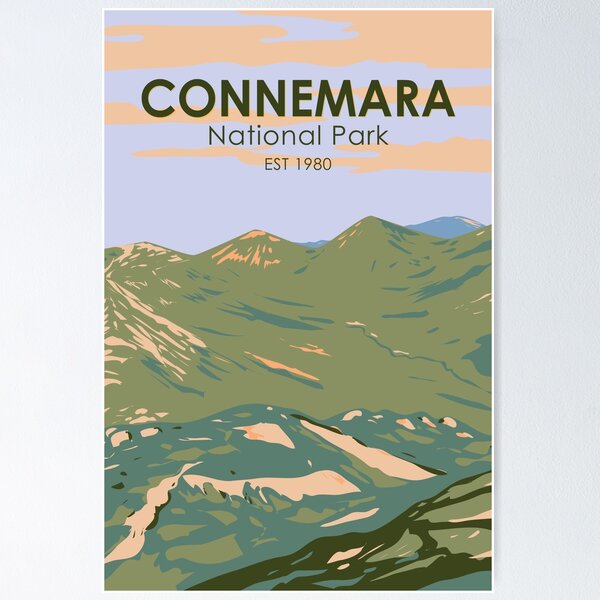 Aperçu de l'œuvre Parc national du Connemara Irlande Twelve Bens Voyage Art Vintage créée et vendue par KrisSidDesigns.