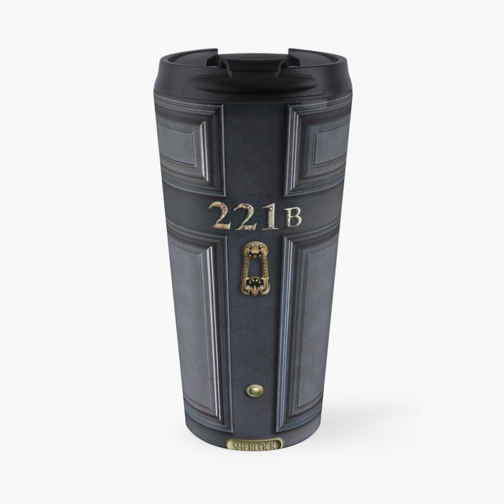 221b baker street black wood door Travel Mug
