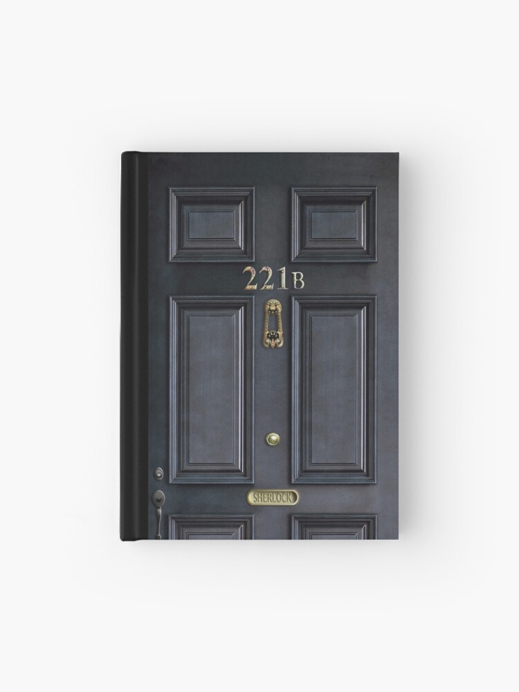 221b Baker Street Black Wood Door Hardcover Journal By Nadiyaart