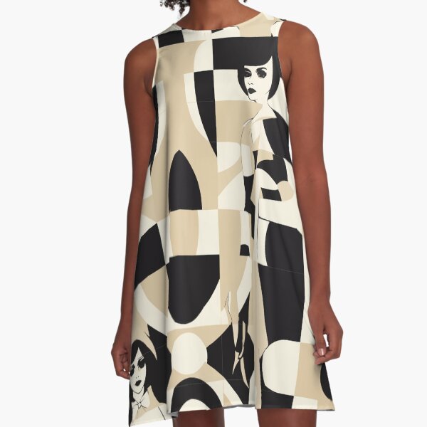 Aperçu de l'œuvre Portrait abstrait emblématique de Mary Quant dans le motif créée et vendue par TopArtsy.