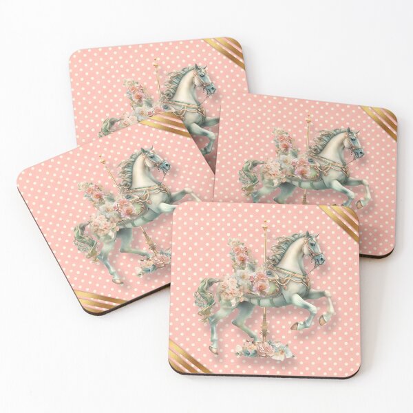 Item preview, "Pink Floral Carousel Horse." designed and sold by CherNikDesigns.