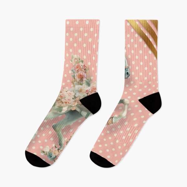 Item preview, "Pink Floral Carousel Horse." designed and sold by CherNikDesigns.