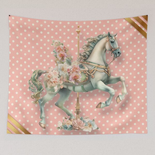 Item preview, "Pink Floral Carousel Horse." designed and sold by CherNikDesigns.